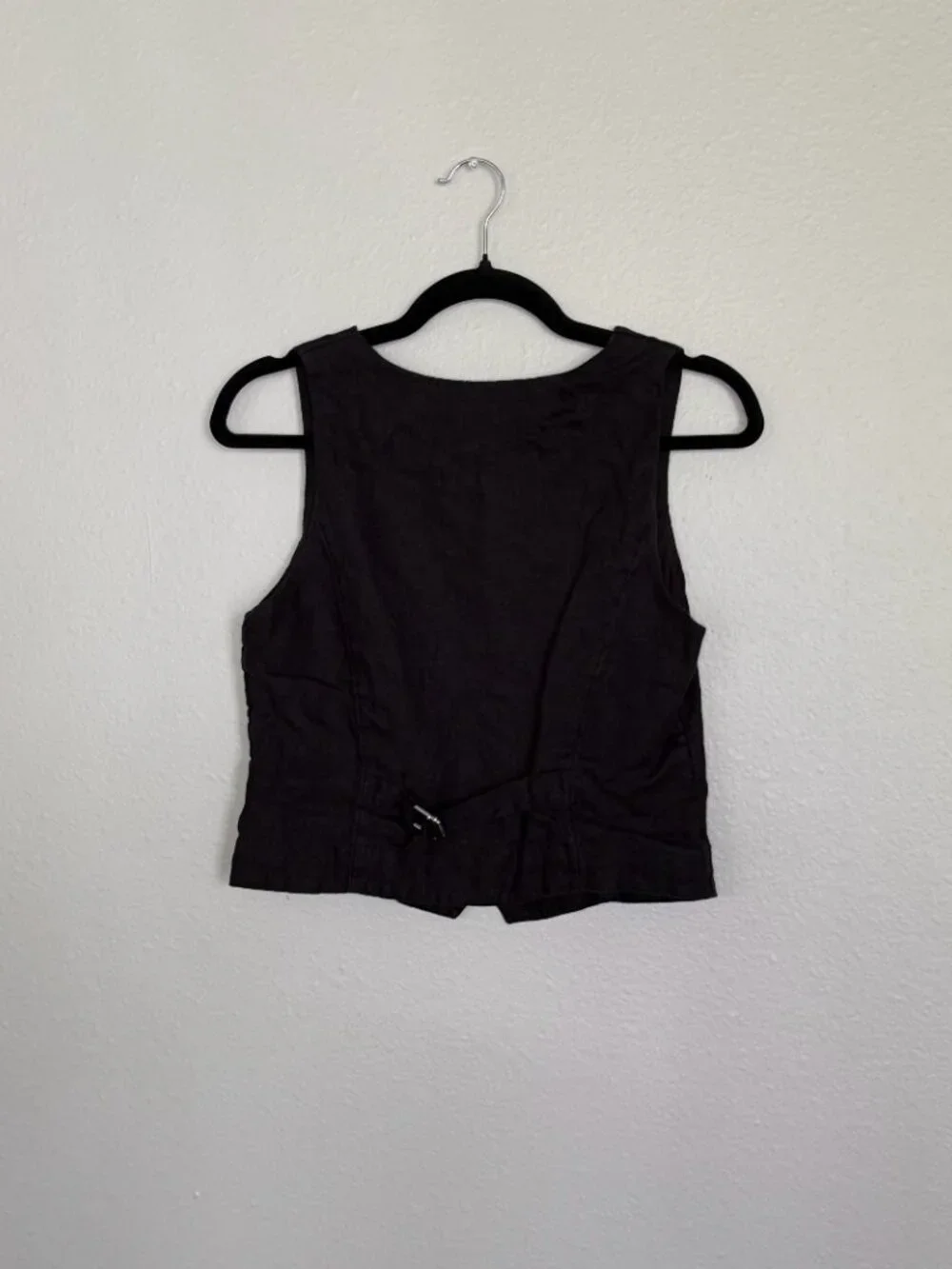 J.Crew Slim-Fit Linen Vest Black Tailored Button Waistcoat Size 4 BY698